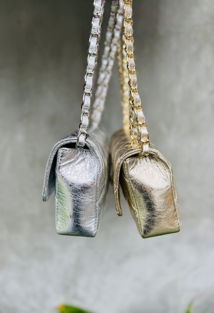 Ellie - Quilted Silver Leather