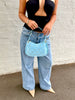 Bella Suede Stud Bag  - Sky Blue