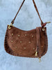 Bella Suede Stud Bag  - Chocolate