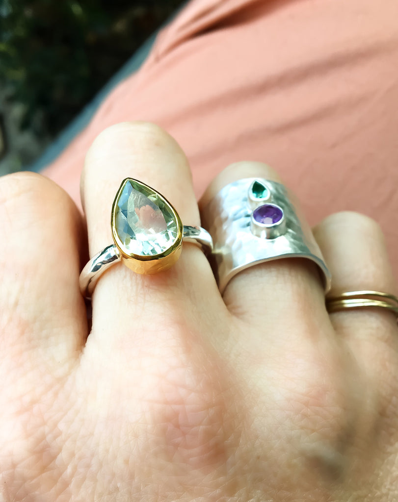 ZAFEERA RING - GREEN/PURPLE AMETHYST