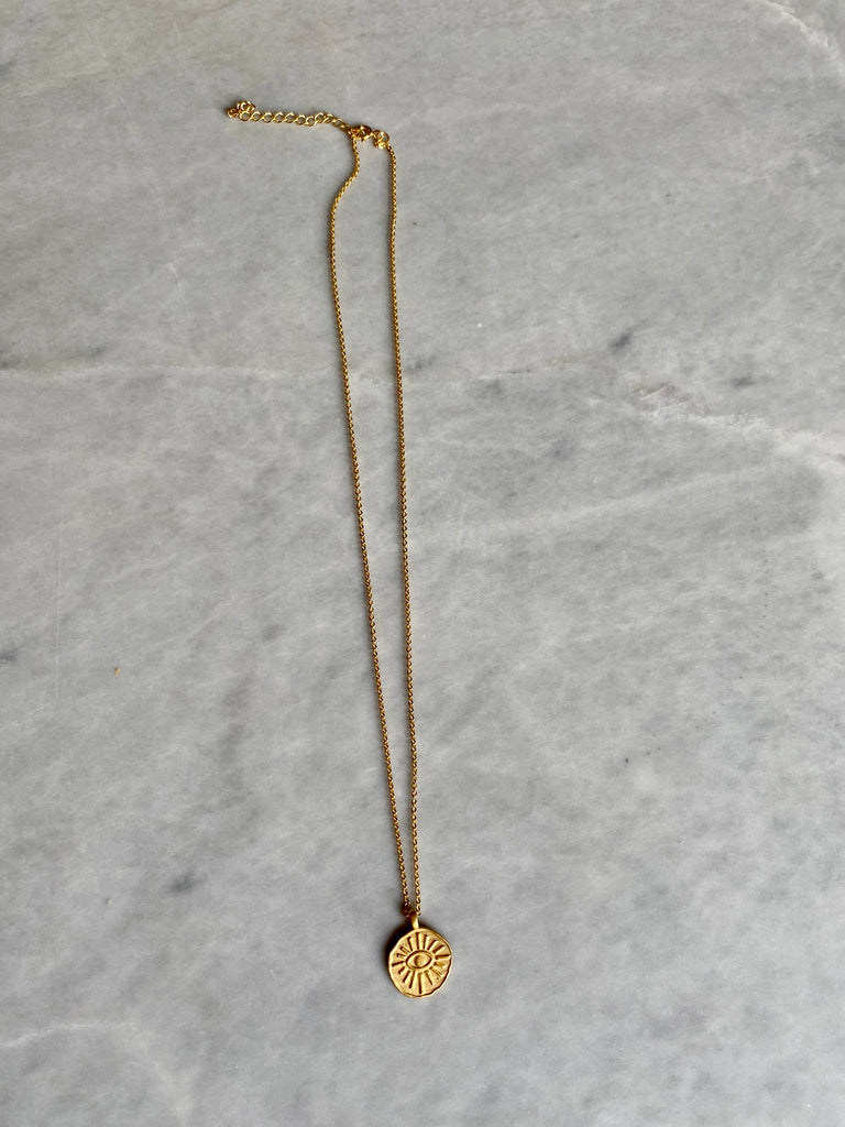 ZOE EVIL EYE COIN NECKLACE - GOLD