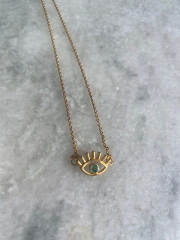 ZOE EVIL EYE COIN NECKLACE - GOLD